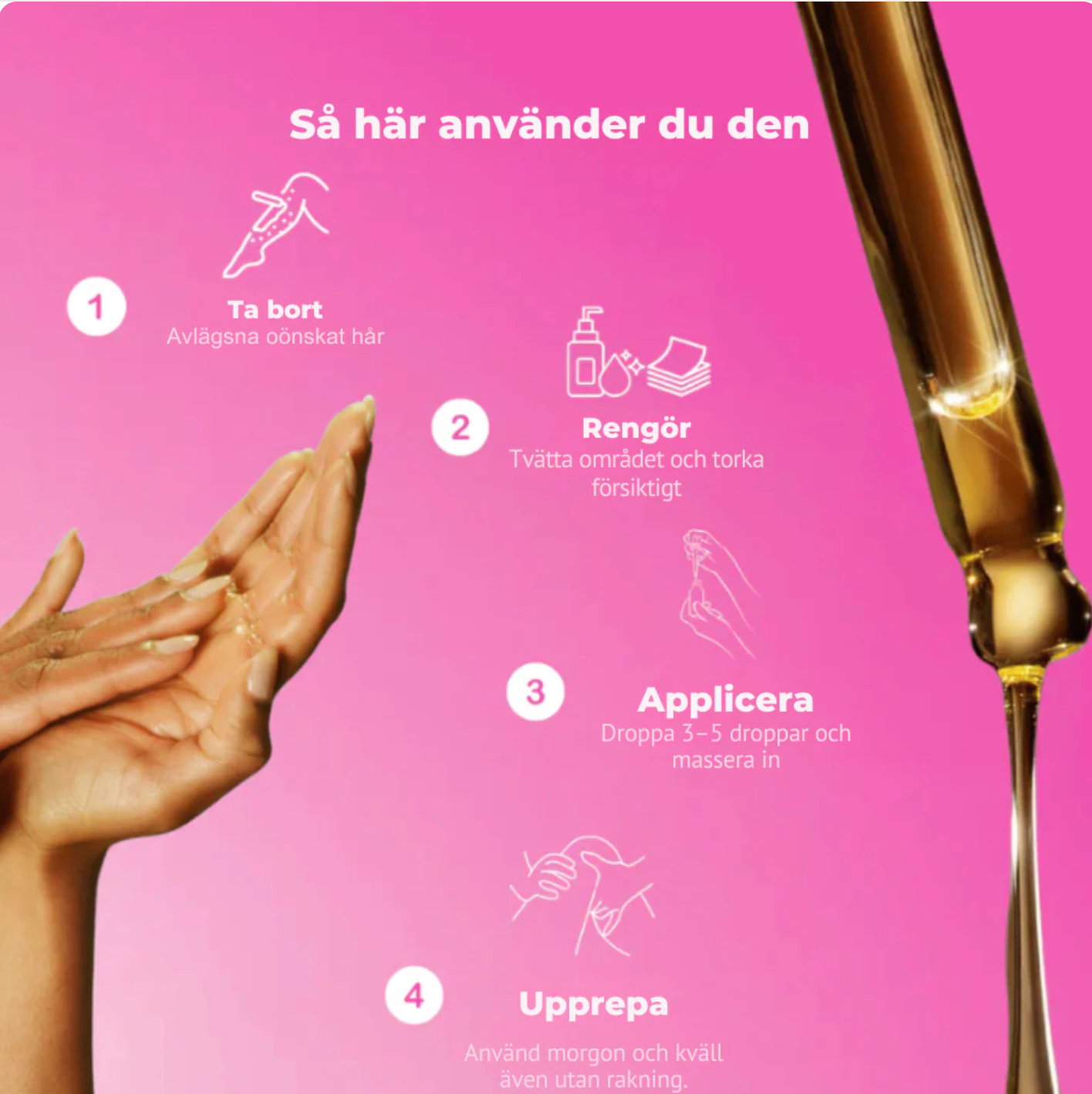 Hårborttagningsolja 60ml- Naturligt len hud utan Rakhyvel